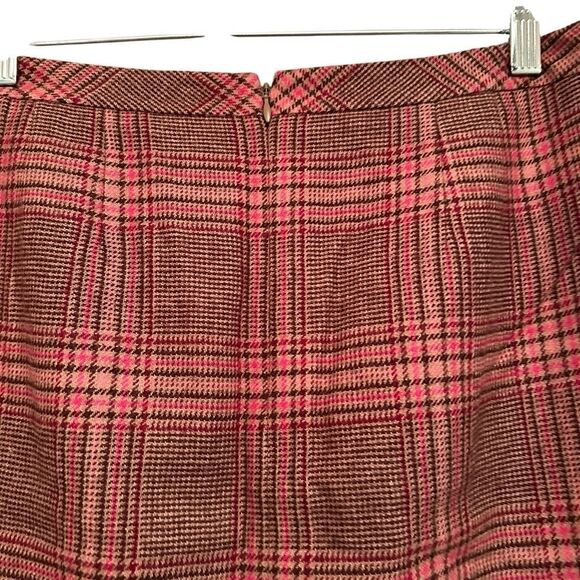 Talbots pink and brown wool plaid skirt- size 8p - Picture 4 of 7